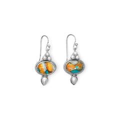 Sterling Silver Spiny oyster turquoise & Pear Earrings SSER232