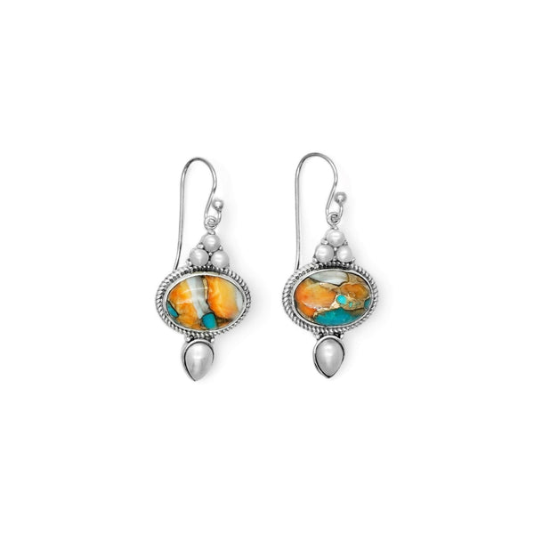 Sterling Silver Spiny oyster turquoise & Pear Earrings SSER232