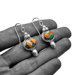 Sterling Silver Spiny oyster turquoise & Pear Earrings SSER232