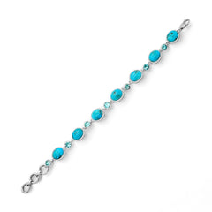 Sterling Silver Movave Turquoise & Blue Topaz Bracelet SSBR93