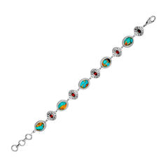 Sterling Silver Oyster Turquoise & Garnet Bracelet SSBR94