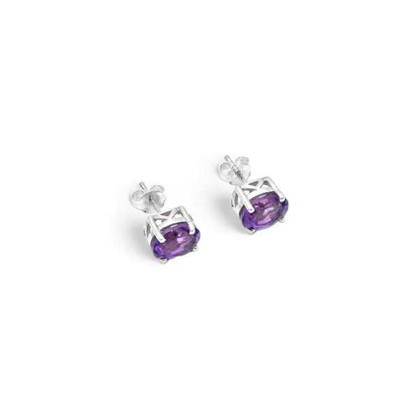 Sterling Silver Amethyst Stud Earrings SSER86