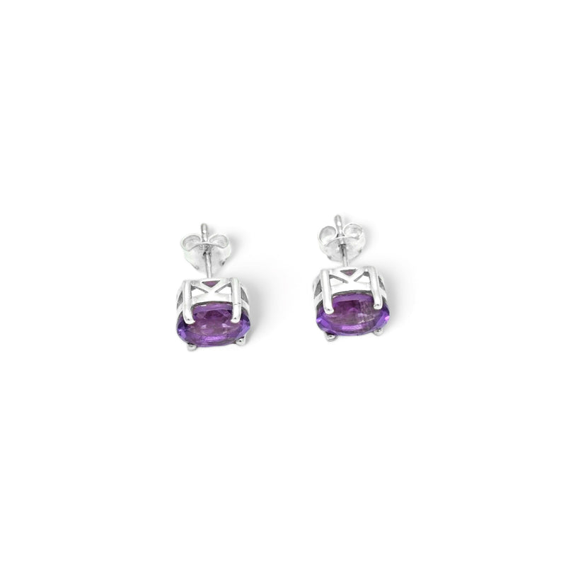 Sterling Silver Amethyst Stud Earrings SSER86