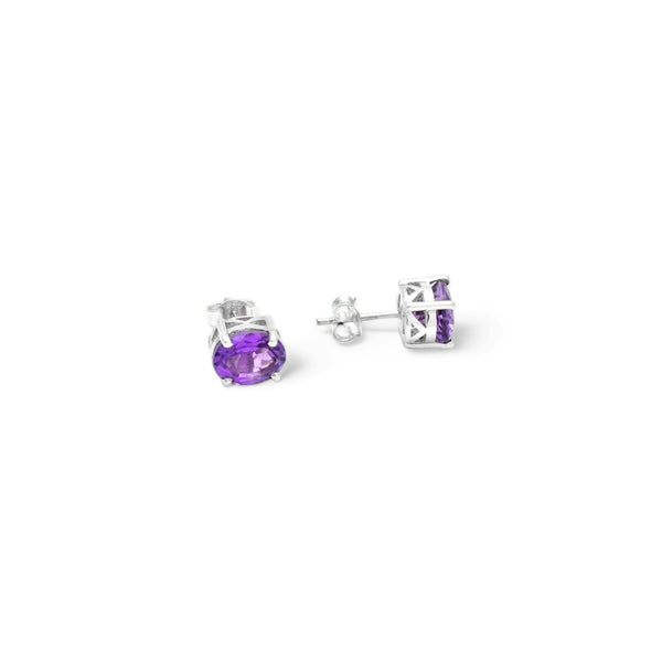 Sterling Silver Amethyst Stud Earrings SSER86