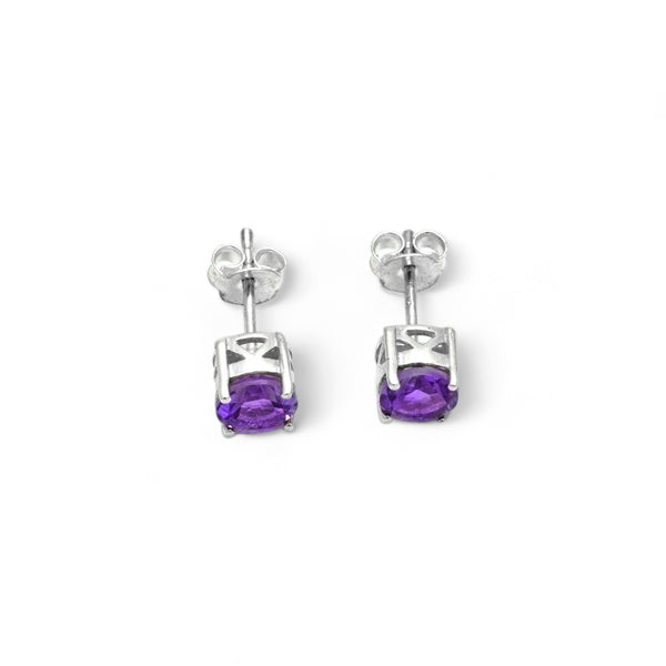 Sterling Silver Amethyst Stud Earrings SSER85