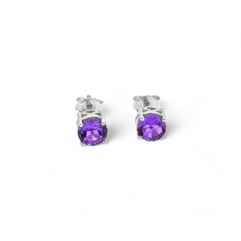 Sterling Silver Amethyst Stud Earrings SSER85