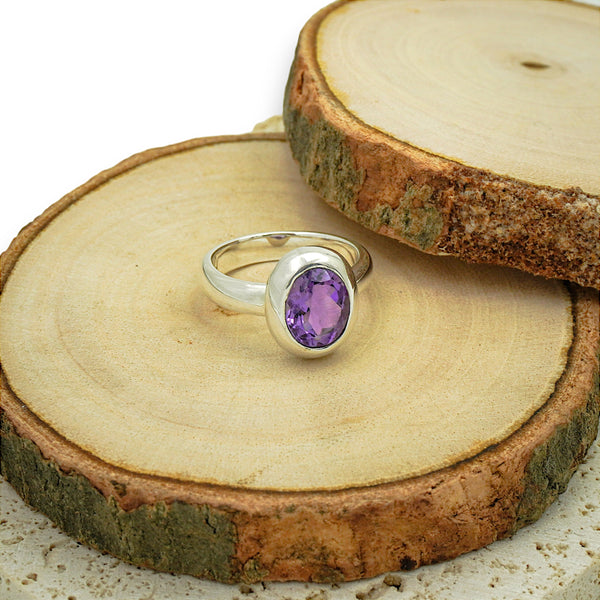 Sterling Silver Amethyst Ring SSR232