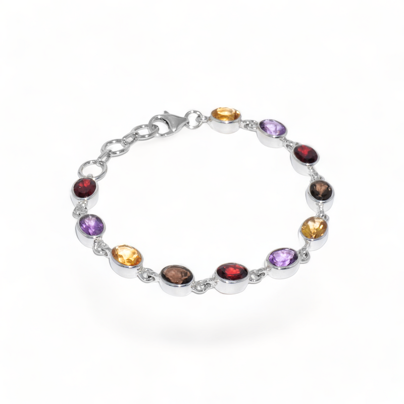 Sterling Silver Multi gemstone Bracelet SSBR64