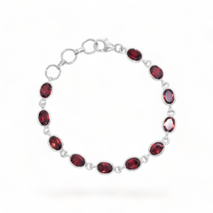 Sterling Silver Garnet Bracelet SSBR64