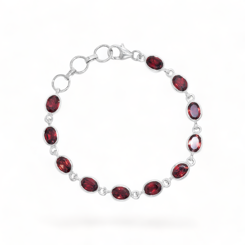 Sterling Silver Garnet Bracelet SSBR64