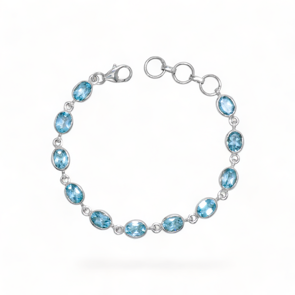 Sterling Silver Blue Topaz Bracelet SSBR64