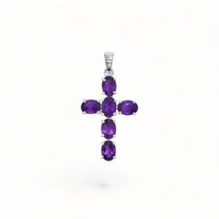 Sterling Silver Amethyst Cross Pendant SSP203