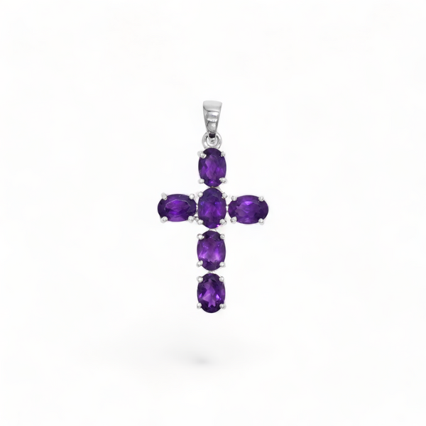 Sterling Silver Amethyst Cross Pendant SSP203