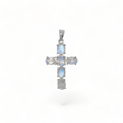 Sterling Silver Moonstone Cross Pendant SSP203