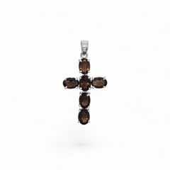 Sterling Silver Smoky Quartz Cross Pendant SSP203