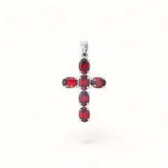 Sterling Silver Garnet Cross Pendant SSP203