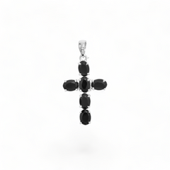 Sterling Silver Black Spinel Cross Pendant SSP203