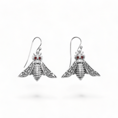 Sterling Silver Garnet Bee Earrings SSER185