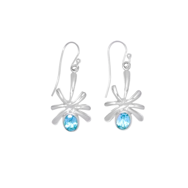 Sterling Silver Blue Topaz Earrings SSER184