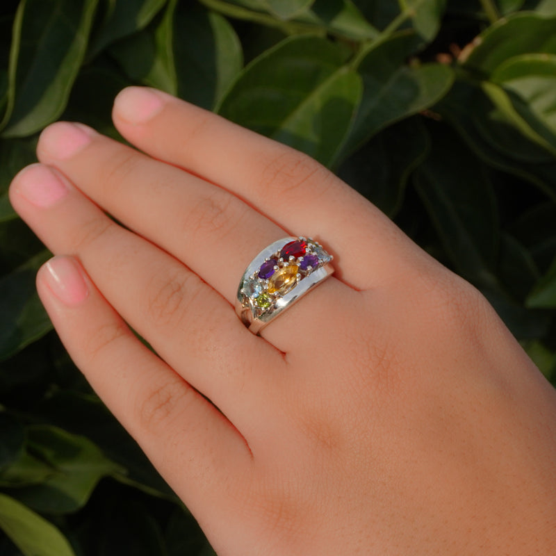 Sterling Silver Multi Gemstone Ring SSR318