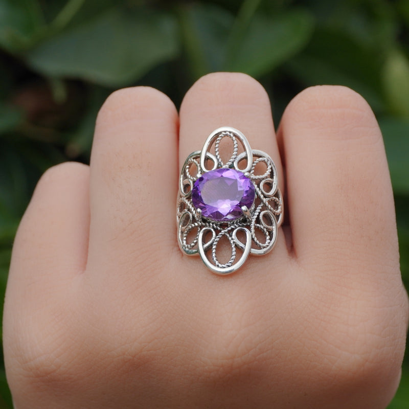 Sterling Silver Amethyst Ring SSR319