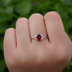 Sterling Silver Garnet Ring SSR326