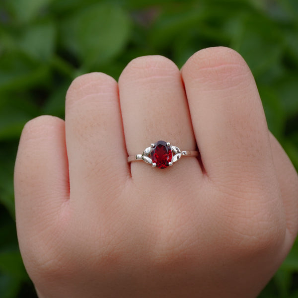 Sterling Silver Garnet Ring SSR326