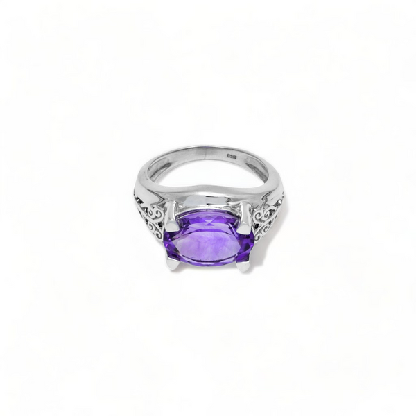 Sterling Silver Amethyst Ring SSR329