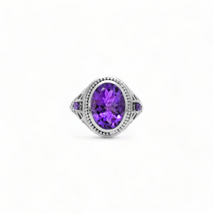 Sterling Silver Amethyst Ring SSR330