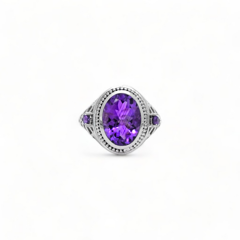 Sterling Silver Amethyst Ring SSR330