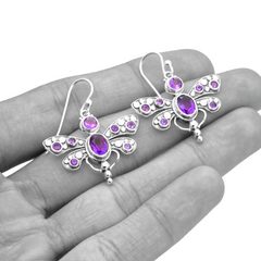 Sterling Silver Amethyst Dragonfly Earrings SSER203