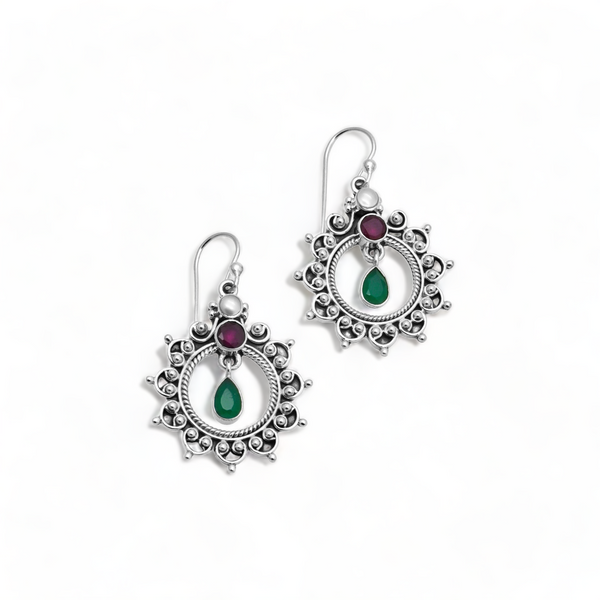 Sterling Silver Multi Gemstone Earrings SSER206
