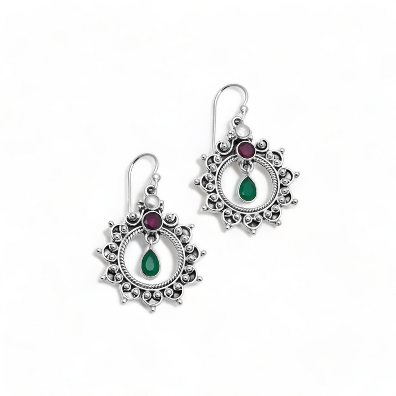 Sterling Silver Multi Gemstone Earrings SSER206