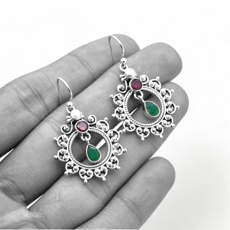 Sterling Silver Multi Gemstone Earrings SSER206