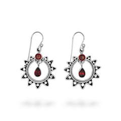 Sterling Silver Garnet Earrings SSER205
