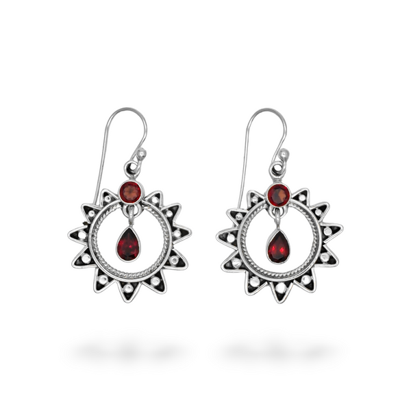 Sterling Silver Garnet Earrings SSER205