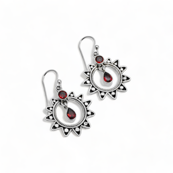Sterling Silver Garnet Earrings SSER205