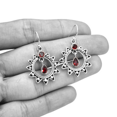Sterling Silver Garnet Earrings SSER205