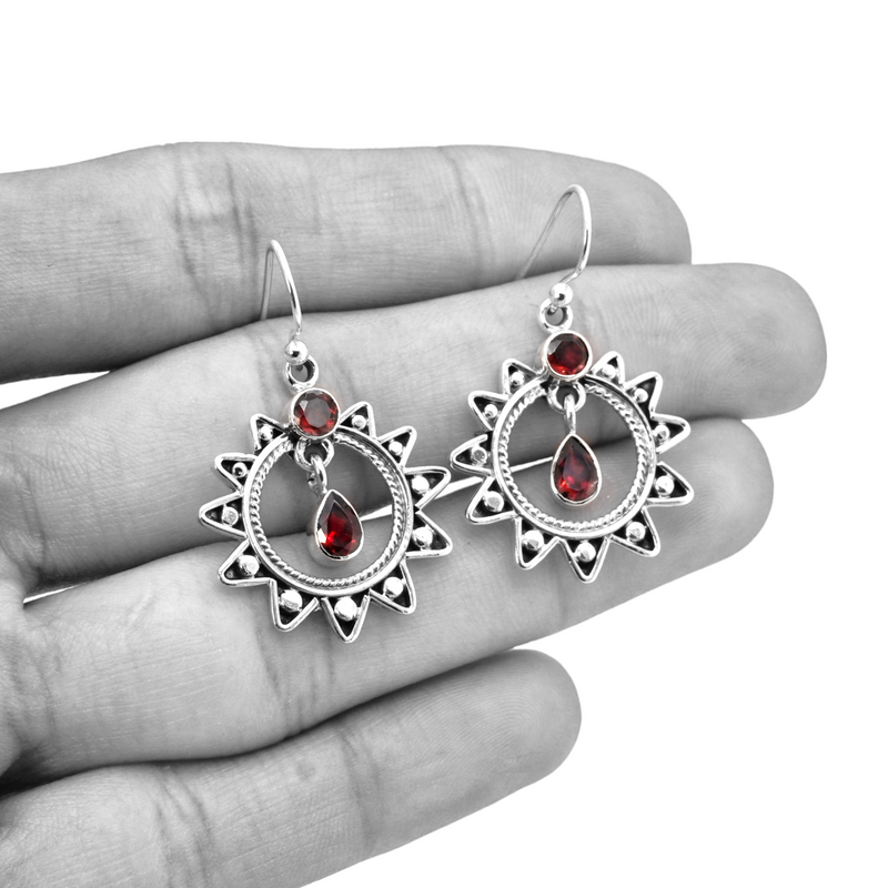 Sterling Silver Garnet Earrings SSER205