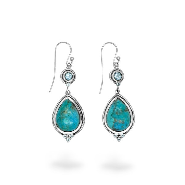 Sterling Silver Turquoise & Topaz Earrings SSER204