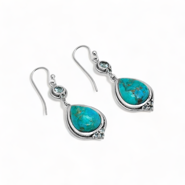 Sterling Silver Turquoise & Topaz Earrings SSER204