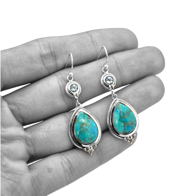 Sterling Silver Turquoise & Topaz Earrings SSER204