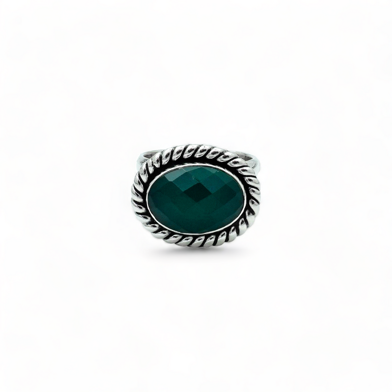 Sterling Silver Green Calcedony Ring SSR271