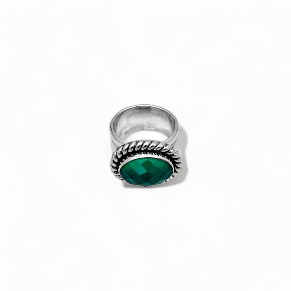 Sterling Silver Green Calcedony Ring SSR271
