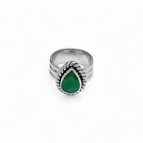 Sterling Silver Green Calcedony Ring SSR259