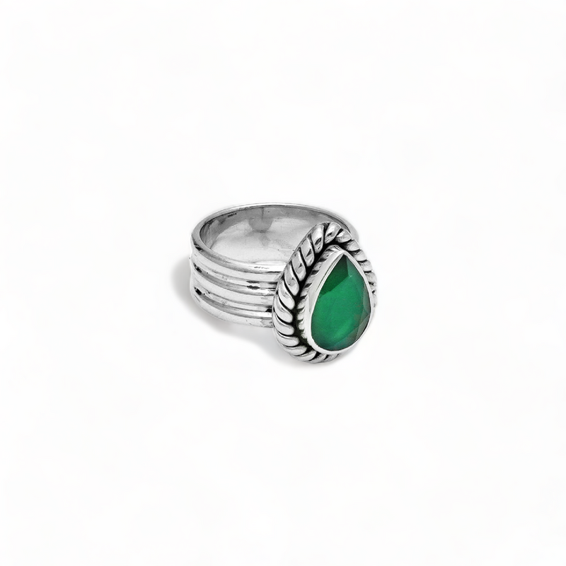 Sterling Silver Green Calcedony Ring SSR259