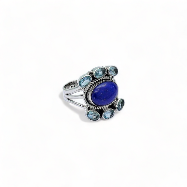 Sterling Silver Lapis & Blue Topaz Ring SSR267