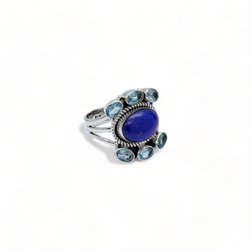 Sterling Silver Lapis & Blue Topaz Ring SSR267