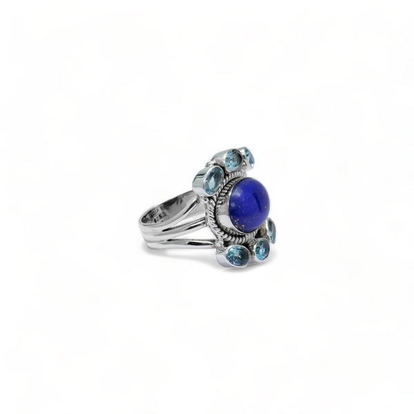 Sterling Silver Lapis & Blue Topaz Ring SSR267