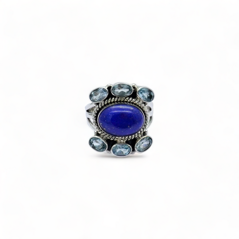 Sterling Silver Lapis & Blue Topaz Ring SSR267